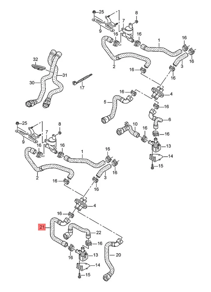 Genuine AUDI A4 Allroad Quattro Avant S4 A4l Heating Hose 8K0819332A - Image 1 of 1