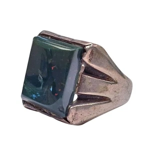 Vintage massiver Herrenring Sterlingsilber Blutstein Größe 16 Statement Ring - Bild 1 von 5