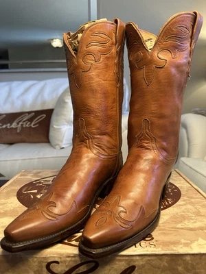 Botas de becerro real suaves chocolate bruñido hechas a mano Lucchese 1883 para mujer ¡9,5 B! Foto 1 de 4