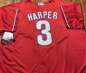 Nike Bryce Harper Philadelphia Phillies Alternate Red Jersey Mens Large #3 - Picture 1 of 3