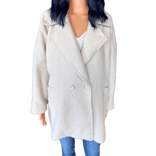 VETEMENTS Cappotto manica lunga Rever Apparel panna teddy taglia unica