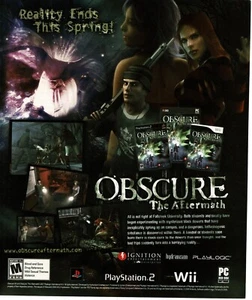 Videojuego Obscure The Aftermath 2008 anuncio impreso vintage Playlogic - Imagen 1 de 1