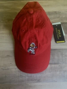 Ralph Lauren Girls Red denim With Polo Bear On Skates Hat Adjustable Strap 7_16 - Picture 1 of 5