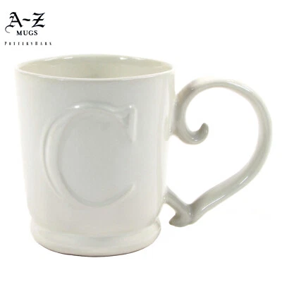 Taza Pottery Barn A-Z simple "C" 12 oz marfil taza de café letra inicial monograma Foto 1 de 4
