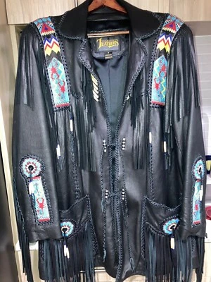 Chaqueta nativa de cuero diamante artículo #242 diseñada por Ren Ellis 'EL SANTO GRIAL 46 Foto 1 de 4