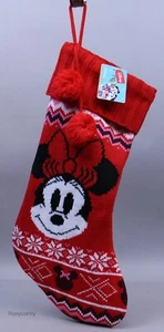 Disney 20 in Minnie Mouse Red Knit Christmas Stocking with Pom Pom NWT - Picture 1 of 1