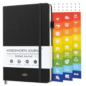 Wordsworth & Black A5 Dotted Journal, 216 Pages, 120 GSM, Gift Box, Black - Picture 1 of 1