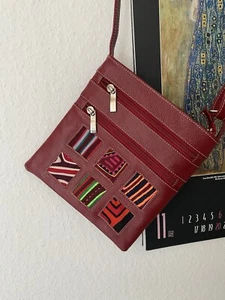 Boho Handtasche Patchwork aus Mexiko Unikat Einzelstück Hippie Tasche Bordeaux - Bild 1 von 6