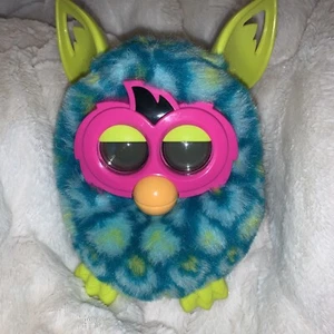 2012 Furby Boom Interactive Talking Pet Toy ~ Blue Green Yellow Peacock USED - Picture 1 of 4