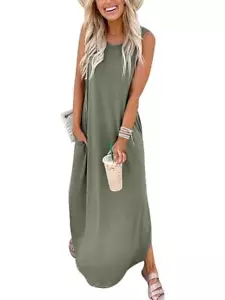 ANRABESS Women's Casual Loose Sundress Long Dress Sleeveless Split Maxi Dress... - Picture 1 of 7