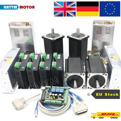 【UK】4Axis Nema34 Stepper Motor 878oz.in 4A+Driver+5axis Mach3 CNC Controller Kit - Image 1 of 4