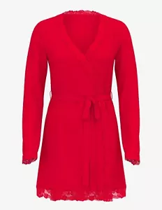 VICTORIA SECRET Valentines Red modal Soft Lace-Trim Wrap Robe - Picture 1 of 6