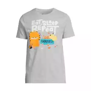 Garfield Men's Apparel 'Eat Sleep Repeat' Graphic T-Shirt, Gray Size 2XL(50-52) - Picture 1 of 5