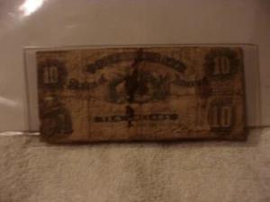 Authentic Confederate $10 Note Currency 1861 Type 10 -34A    A Rarity 9 - Picture 1 of 3