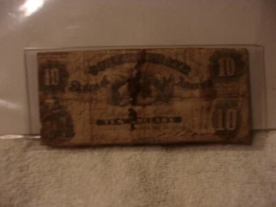 Authentic Confederate $10 Note Currency 1861 Type 10 -34A    A Rarity 9 - Image 1 of 3
