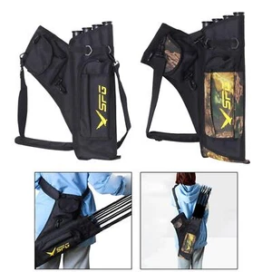 Archery Arrow Quiver Nylon Belt Adjustable 4 Tube Holder with Pockets Bag - Picture 1 of 4