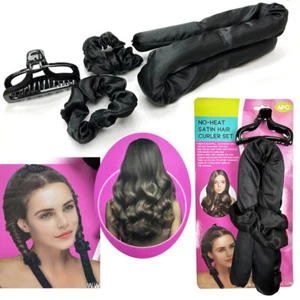 4pc Satin Heatless Curling Overnight Hair Rollers Soft Curl Curling Rod Headband - Picture 1 of 1