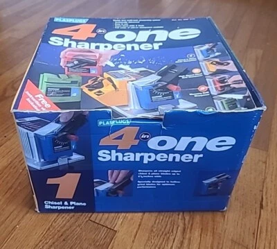 New Open Box PlasPlugs 4 in One Sharpener Knife, Scissor, Drill Bit, Chisel - Image 1 of 4