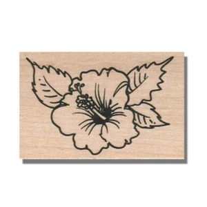 Mounted Rubber Stamp, Hibiscus Flower, Bloom, Nature,Plant,Garden,Tropical, Leaf - Picture 1 of 2