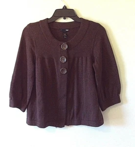 H&M Women's Chunky Size M Brown Cardigan, Sweater 3 Large buttons - Picture 1 of 7