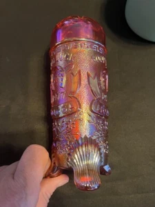 Fenton ELECTRIC Red 1977 Good Luck HOACGA Carnival Glass Hat Pin Holder - Picture 1 of 4