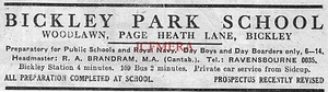 Anuncio Bickley Park School, Page Heath Lane Bickley muy pequeño anuncio de 1932 698/01 - Imagen 1 de 1
