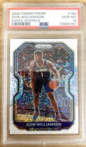 2020 Panini Prizm Zion Williamson White Sparkle PSA 10 Mint #185 SP