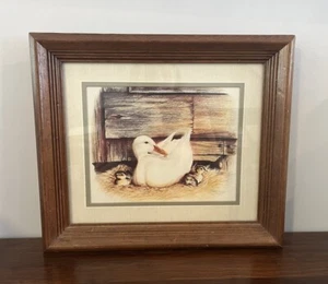 VTG 1984 Kathleen Casey Duck With Ducklings Signed Framed Wall Art Cabin Country - Picture 1 of 9