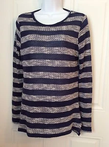 Cato Damen kleiner leichter Langarm gestreifter Pullover Oberteil blau - Bild 1 von 7