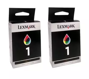 2x Genuine Lexmark 1 Tri-Colour Ink Cartridges - FREE UK DELIVERY! - Picture 1 of 4