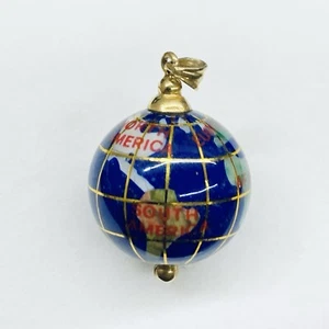 14k Gelbgold Erde Planet Kugel Weltkarte 3D Anhänger Charm 7g - Bild 1 von 5