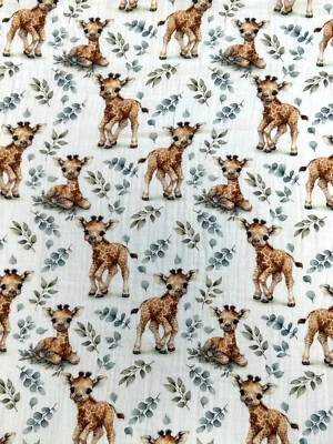 Double Gauze Musselin Stoff Schnuffeltuch Giraffen - Bild 1 von 2