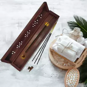 Wooden Incense Box, Agarbati Holder Wooden Hand Carved Incense Burner, Incens... - Picture 1 of 7