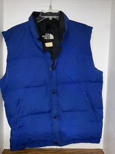 Vintage The North Face Down Black Label Puffer Vest Large Blue - Picture 1 of 8