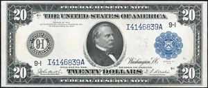 1914 $20 Twenty Dollar Minneapolis Federal Reserve Note FRN Fr#998 - Picture 1 of 3