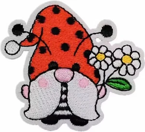 Ladybug Gnome with Sunflowers embroidered Iron on patch - Picture 1 of 1
