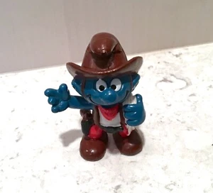 Schleich Peyo PVC Smurf Figure Cowboy, 1981 - Picture 1 of 6