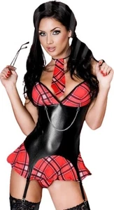 Disfraz de colegiala sexy Chilirose CR3195 vestido corbata medias S/M NUEVO IVA - Imagen 1 de 2