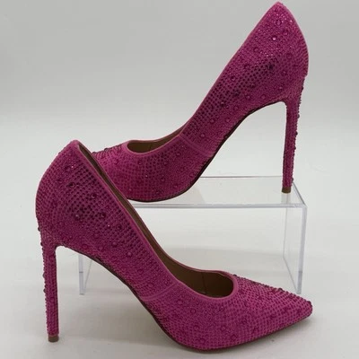 Anne Michelle Divine Follie Stiletto 10 Fuchia Pink Rhinestones Prom Bridesmaid - Image 1 of 4