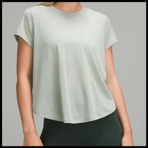 Lululemon Lightweight Training Short Sleeve Tee Flowy Jade Grey NWOT Womens 4 - Foto 1 di 8