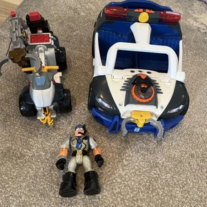 2001 Rescue Heroes Police Cruiser Car Motorcycle And Figurine - Picture 1 of 9