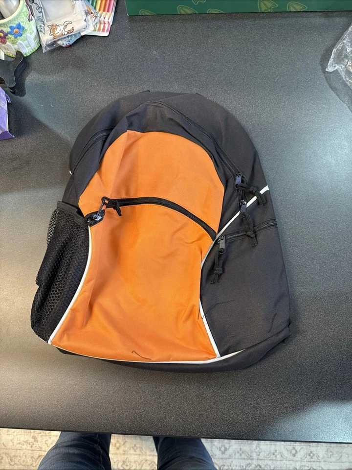 Travelwell Back to School Backpack Black/Orange with Multiple Pockets NWT Unisex - Image 1 of 4