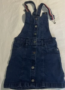 Tommy Hilfiger Girls Bib Overall Dress Jeans Denim Small 7 - Picture 1 of 7