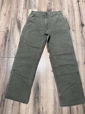 Carhartt Olive Green B136 MOS Dungaree Fit Double Knee Jeans 31 x 32 Mens Grunge - Image 1 of 4