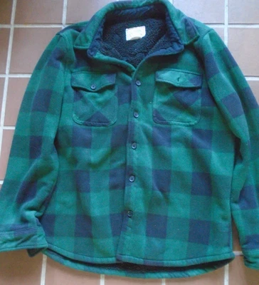 Boston Traders Flannel Shirt Men's Large Green Plaid Jacket Sherpa Fleece Lined - Image 1 of 3