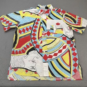 Camicia vintage Go seta uomo grande carta da gioco grafica manica corta anni 90 - Foto 1 di 8