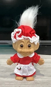 Bambola Troll Mrs. Claus vintage di Russ Berrie & Co circa 5" vacanze di Natale - Foto 1 di 6
