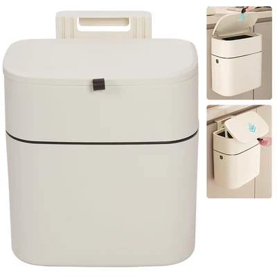 Wall Mounted Waste Bin Kitchen Cabinet Door Cupboard Hanging Trash Can Lid Cover - Image 1 of 4