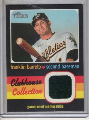 Tarjeta de camiseta de béisbol 2020 Topps Heritage Franklin Barreto Clubhouse Collection Foto 1 de 2