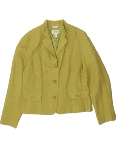 TALBOTS Womens Oversized 3 Button Blazer Jacket UK 10 Small Green Linen CB95 - Picture 1 of 3
